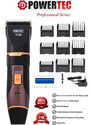 Powertec TR-3200 Profesyonel Şarjlı Saç Sakal Tıraş Makinesi
