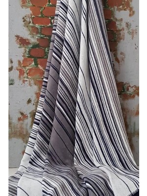 Özdilek Pamuklu Tv Diz Battaniyesi Tek Kişilik 130x170 Striped Lacivert 3426