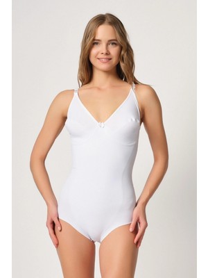Hace Bazaar Marsilyan™ Beyaz Mı  2821 Balenli Double Boy Slip Lazer Korse