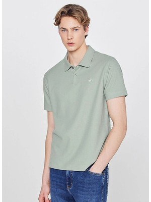 Wrangler Turkuaz Erkek Regular Fit Logo Baskılı Polo T-Shirt W2610158306 Erkek Polo T-Shirt