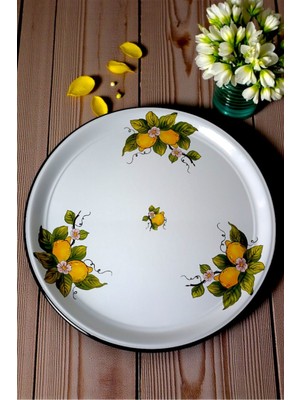 İnci Emaye 60 No Emaye Sini Sofra, Yemek Sunum Tepsi, Yer Sofrası Çinko ~58 cm