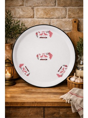 İnci Emaye 60 No Emaye Sini Sofra, Yemek Sunum Tepsi, Yer Sofrası Çinko ~58 cm