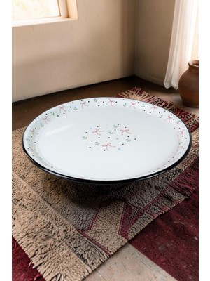 İnci Emaye 60 No Emaye Sini Sofra, Yemek Sunum Tepsi, Yer Sofrası Çinko ~58 cm