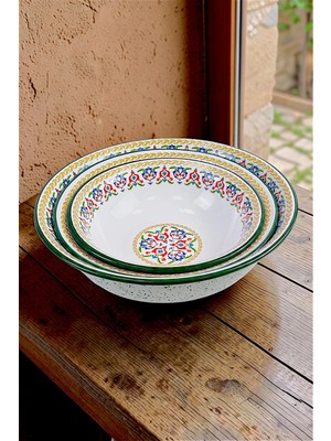 İnci Emaye 32 Cm-36 Cm-40 cm 3 Lü Emaye Leğen Çırpma ve Karıştırma Kabı, Hamur Leğeni,meyvelik, Çeyiz, Hediye,