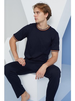 Kly 2090 Erkek Kısa Kol Bantlı Pijama Takım