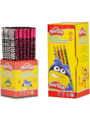 Play-Doh Zebra Desenli Yuvarlak Kurşun Kalem 72'Li Stand PLAY-KK010 