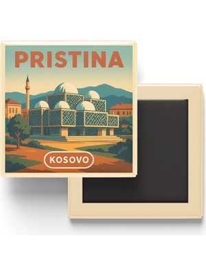 İberk Buzdolap Magneti - Priştine Kosova - Kosova Ulusal Kütüphanesi - 9x9 cm