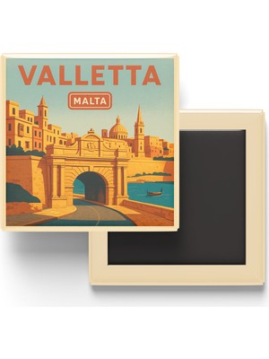İberk Buzdolap Magneti - Valletta Malta - Şehir Kapısı - 9x9 cm