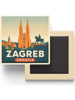 İberk Buzdolap Magneti - Zagreb Hırvatistan - Zagreb Katedrali - 9x9 cm