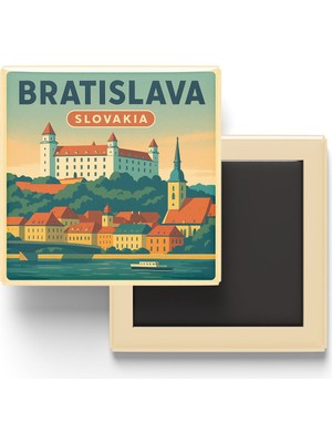 İberk Buzdolap Magneti - Bratislava Slovakya - Bratislava Kalesi - 9x9 cm