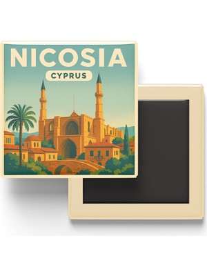 İberk Buzdolap Magneti - Lefkoşa Kıbrıs - Selimiye Camii - 9x9 cm