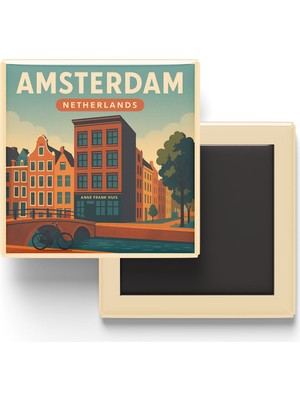İberk Buzdolap Magneti - Amsterdam Hollanda - Anne Frank Evi - 9x9 cm