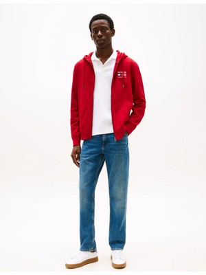 Tommy Hilfiger Erkek Kırmızı Tommy Hilfiger Amerıcana Zıp Throug, Xld Kırmızı Erkek Fermuarlı Hoodie