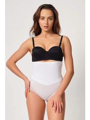 Hace Bazaar Marsilyan™ Beyaz Mı  2945 Tül Karyokalı Slip Lazer Korse