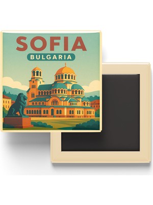 İberk Buzdolap Magneti - Sofya Bulgaristan - Aleksandr Nevski Katedrali - 9x9 cm