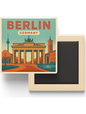 İberk Buzdolap Magneti - Berlin Almanya - Brandenburg Kapısı - 9x9 cm