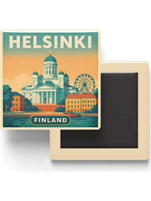 İberk Buzdolap Magneti - Helsinki Finlandiya - Helsinki Katedrali - 9x9 cm