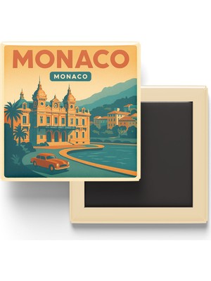 İberk Buzdolap Magneti - Monako Monako - Monte Carlo Kumarhanesi - 9x9 cm