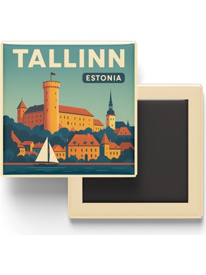 İberk Buzdolap Magneti - Tallinn Estonya - Toompea Kalesi - 9x9 cm