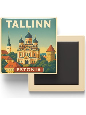 İberk Buzdolap Magneti - Tallinn Estonya - Aleksandr Nevski Katedrali - 9x9 cm