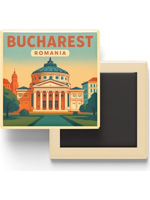 İberk Buzdolap Magneti - Bükreş Romanya - Romen Athenaeum (Atina Müzik Salonu) - 9x9 cm