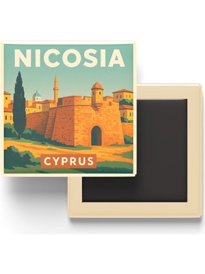 İberk Buzdolap Magneti - Lefkoşa Kıbrıs - Venedik Surları - 9x9 cm