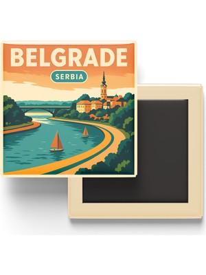 İberk Buzdolap Magneti - Belgrad Sırbistan - Ada Ciganlija - 9x9 cm
