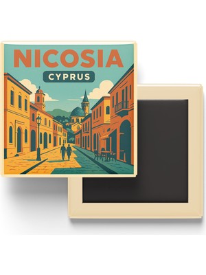 İberk Buzdolap Magneti - Lefkoşa Kıbrıs - Ledra Caddesi - 9x9 cm