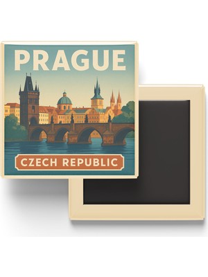 İberk Buzdolap Magneti - Prag Çekya - Karl Köprüsü - 9x9 cm