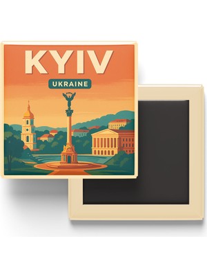 İberk Buzdolap Magneti - Kiev Ukrayna - Maidan Meydanı - 9x9 cm