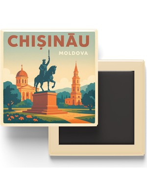 İberk Buzdolap Magneti - Kişinev Moldova - Stefan Cel Mare Parkı - 9x9 cm
