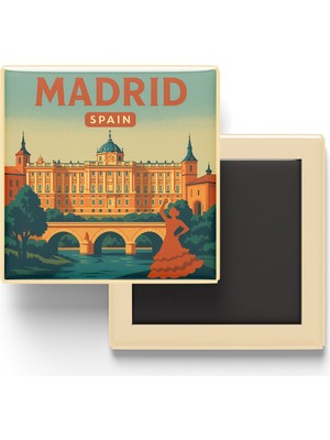 İberk Buzdolap Magneti - Madrid Ispanya - Kraliyet Sarayı - 9x9 cm