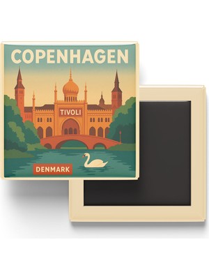 İberk Buzdolap Magneti - Kopenhag Danimarka - Tivoli Bahçeleri - 9x9 cm