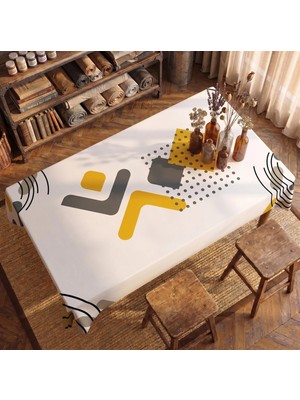 Nunu Teks Geometrik Desenli Masa Örtüsü | Dertsiz Leke Tutmaz Kumaş | Dijital Baskı | 150 x 210  cm
