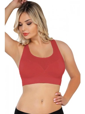 Hace Bazaar Marsilyan™ Coral Mı  4027 Seamless Tül Pedli Toparlayıcı Büstiyer