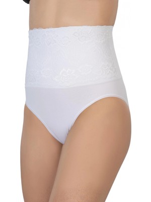 Hace Bazaar Marsilyan™ Beyaz Mı  2090 Önü Dantelli Yüksek Bel Slip Korse