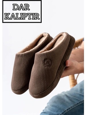 Slipcat Unisex Nakışlı Kadife Ev Terliği
