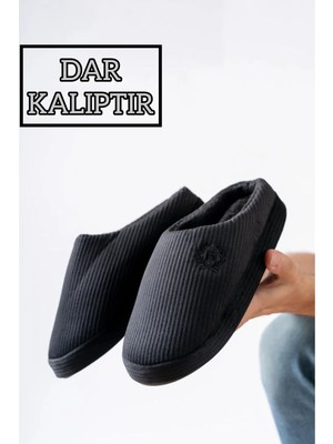 Slipcat Unisex Nakışlı Kadife Ev Terliği