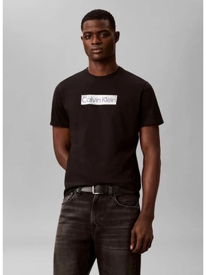 Calvin Klein Siyah Erkek Bisiklet Yaka Baskılı T-Shirt LV04LG811GUB1_SS 30S Eu Spw Mtl St