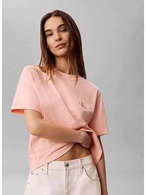 Calvin Klein Jeans Turuncu Kadın Bisiklet Yaka Logo Baskılı T-Shirt LV047G826G4TJ