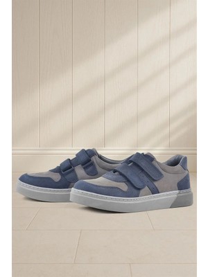 Rakerplus Hakiki Deri Lacivert Cırtlı Erkek Çocuk Sneaker