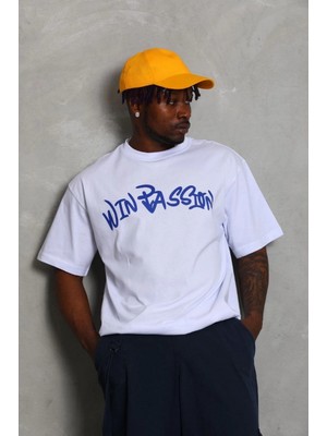 Hace Bazaar Oversize Baskılı Bisiklet Yaka T-Shirt - Beyaz -
