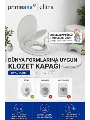 Primeaks Çocuk Adaptörlü Klozet Kapağı – Çocuk Tuvalet Oturağı – Kaymaz Güvenli Bebek Klozet Adaptörü