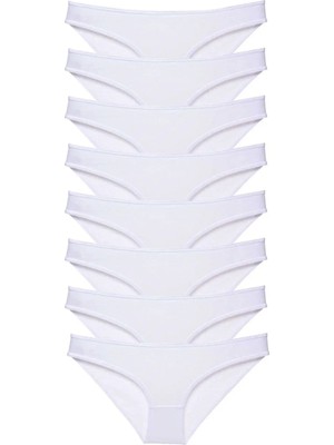 Teda 8 Adet Süper Eko Set Likralı Kadın Slip Külot Beyaz Teda Najmaddin