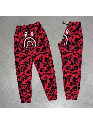 Hace Bazaar Pubg Bape x Shark Eşofman Altı - Kırmızı -