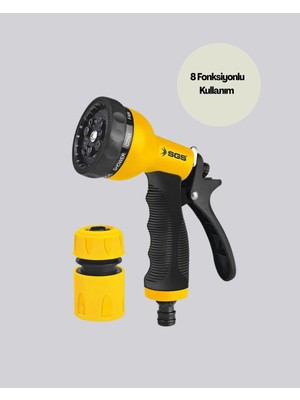 Mey ® Bahçe Sulama Tabancası Hortum Ucu 8 Fonksiyonlu Ayarlanabilir Mey Najmaddin