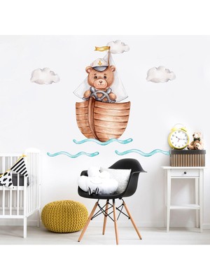 Artikel Kaptan Sevimli Ayı ve Bulutlar Çocuk Odası Duvar Sticker 50 x 70 cm