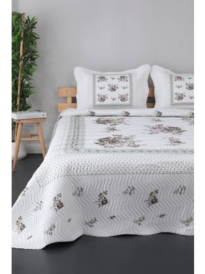 Akaydınlar Tekstil Örtüm Flower Lila Kapitone Çift Kişilik Yatak Örtü