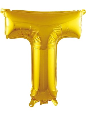 Duca Store T Harfi 16 Inç Gold Renk Folyo Balon 36 cm (Altın)