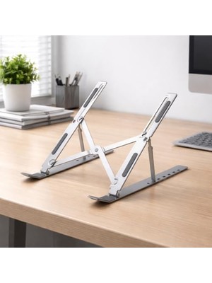 Duca Store Notebook Standı 2in1 Katlanabilir Taşınabilir Folding Alüminyum Dizüstü Bilgisayar Standı Açısı Ayarlanabilir 7 Kademeli